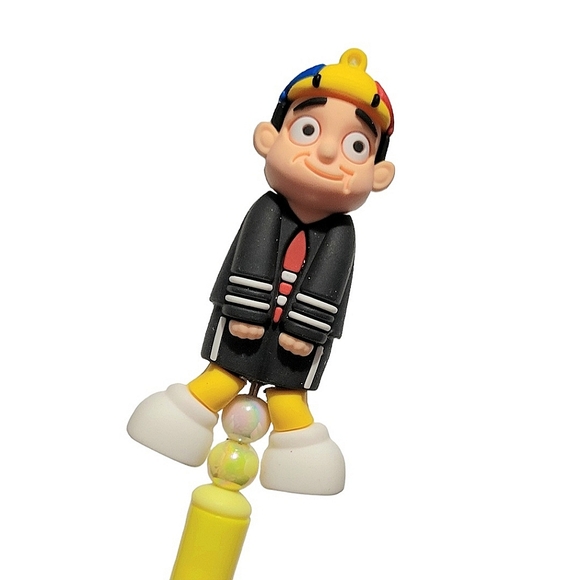 Quico El Chavo Del 8 Custom Beaded Ballpoint Twist Pen Topper Black Yellow - Picture 2 of 6